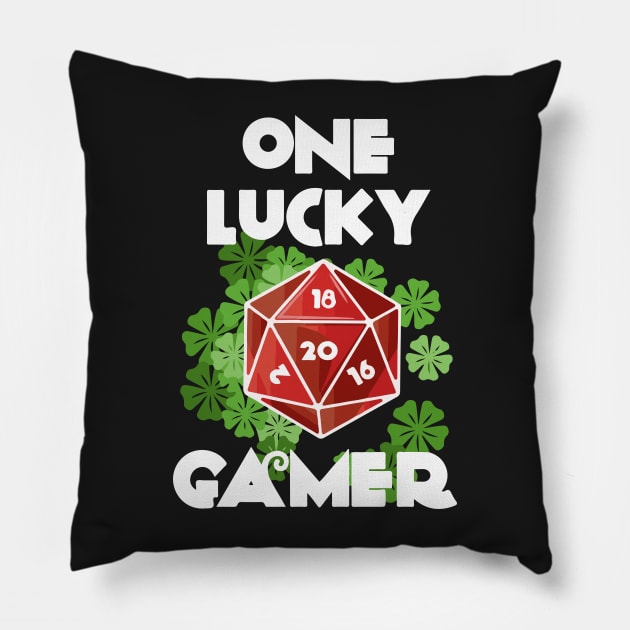 Dungeons & Dragons - One Lucky Gamer - D20 DnD Dice Set Pillow by MeepleDesign