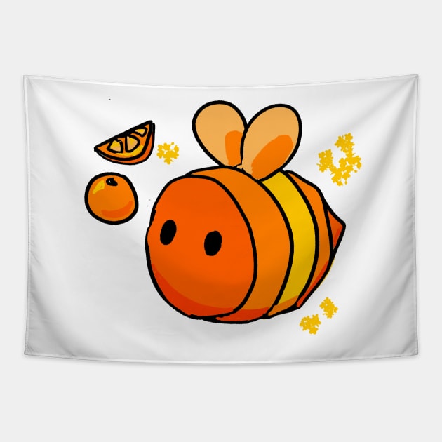 Tangerine Bee Tapestry by allthebeanz