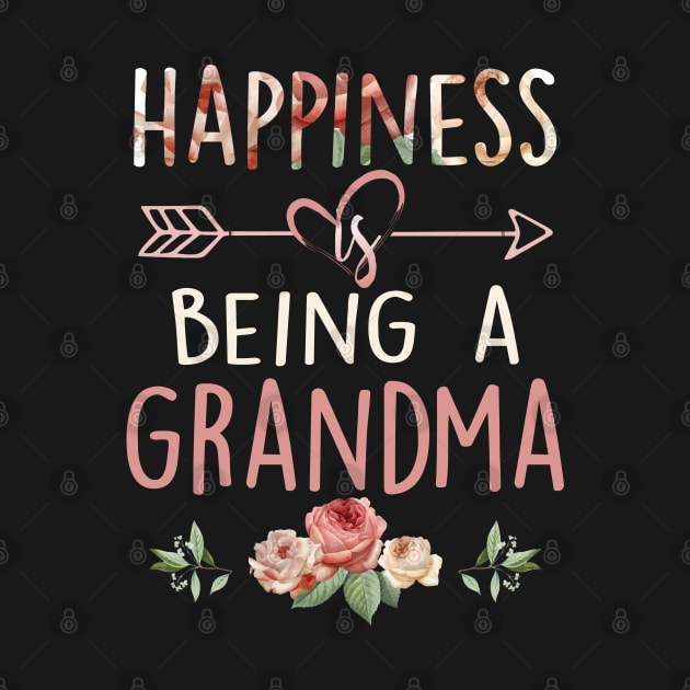 Happiness is Being a Grandma Shirt Womens Funny Letters Printed Grandmother by Otis Patrick