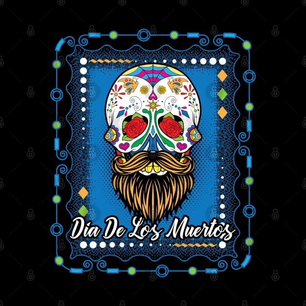 Day Of The Dead Sugar Skull Beard Blue by RadStar