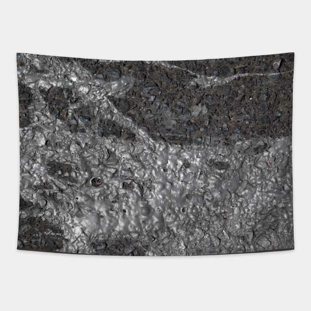 Dark black glue such to cement, Tapestry by textural