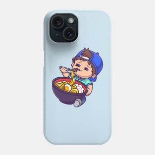 Cute Boy Eating Ramen Cartoon Phone Case