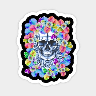 Floral skull memento mori lady death Magnet