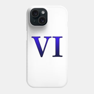 Blue Roman Numeral 6 VI Phone Case