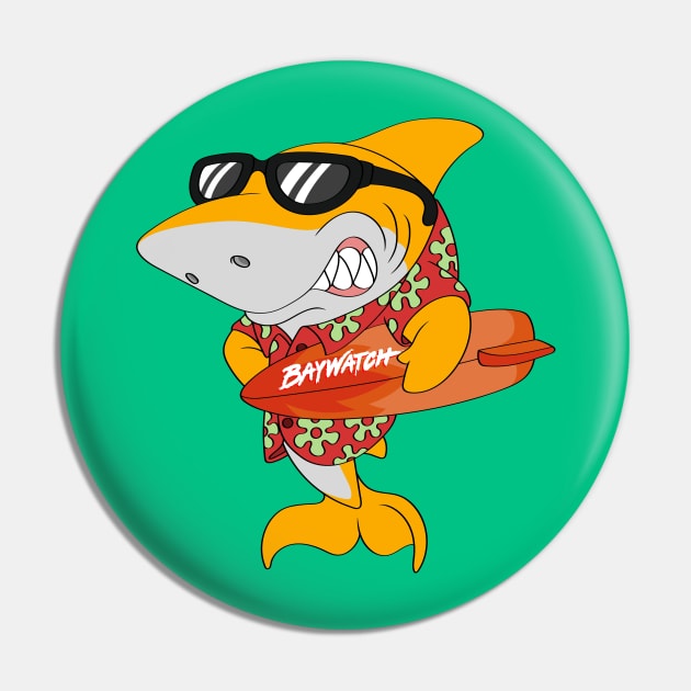 Mitch The Daddy Shark Baywatch Guard - Yellow Sharky Version Pin by Celestial Crafts