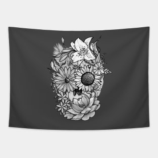 Flower skull illustration Tapestry