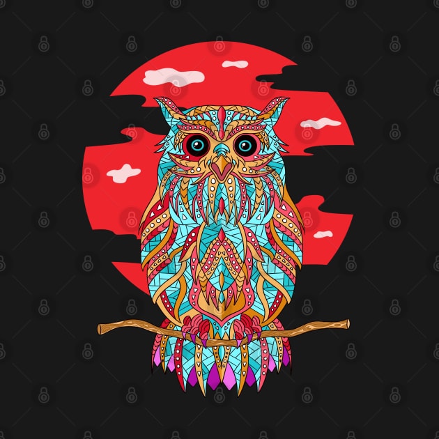 Owl in the Blood Moon by Tebscooler