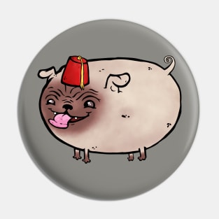 Pug wearing a fez Pin