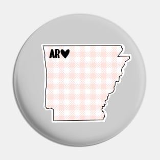 USA States: Arkansas (pink plaid) Pin