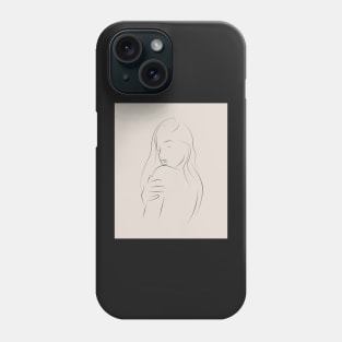 Neutral Line Art Minimalist Woman On Beige Phone Case