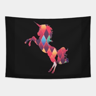 Red Colorful Unicorn Design Tapestry