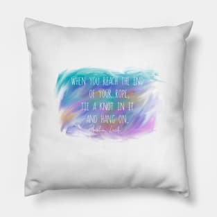 Motivational Positive Quote Abraham Lincoln on blue watercolor Pillow