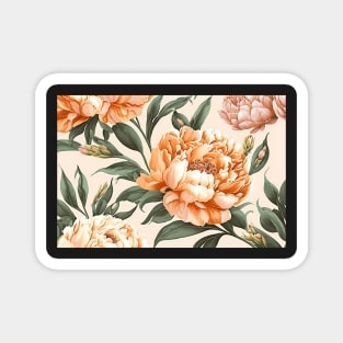 Floral Garden Botanical Print with Peonies Magnet