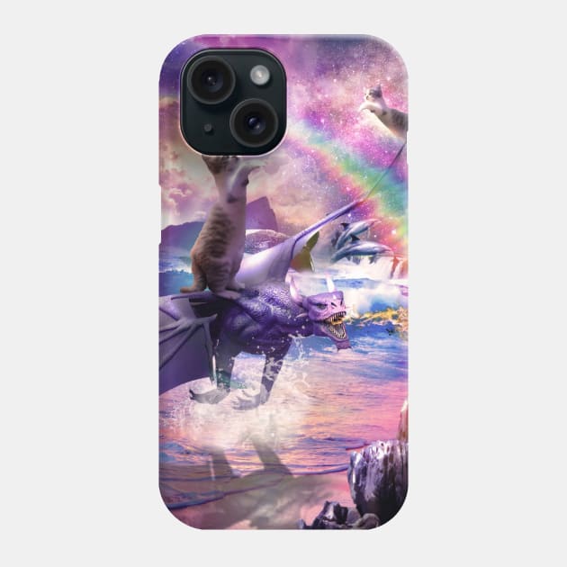 Rainbow Space Cat On Dragon Phone Case by Random Galaxy