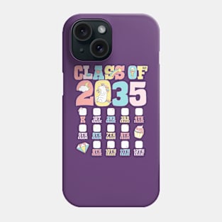 Cute Unicorn Graduation Class of 2035 Grow with Me Checklist Phone Case