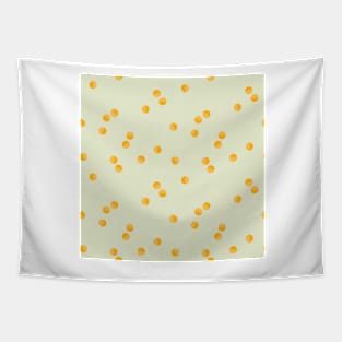 Scattered Dots Minimalist Geometric Pattern - Green and Marigold Tapestry