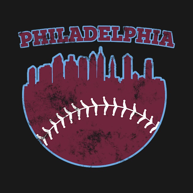 Philadelphia PA Baseball Skyline Vintage Retro graphic by Bluebird Moon