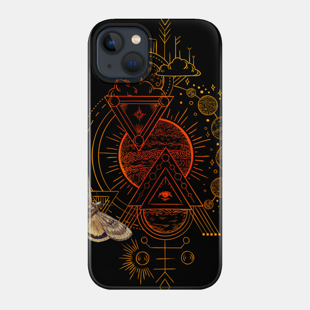 butterfly mandala with magical sacred geometry - Occult - Phone Case