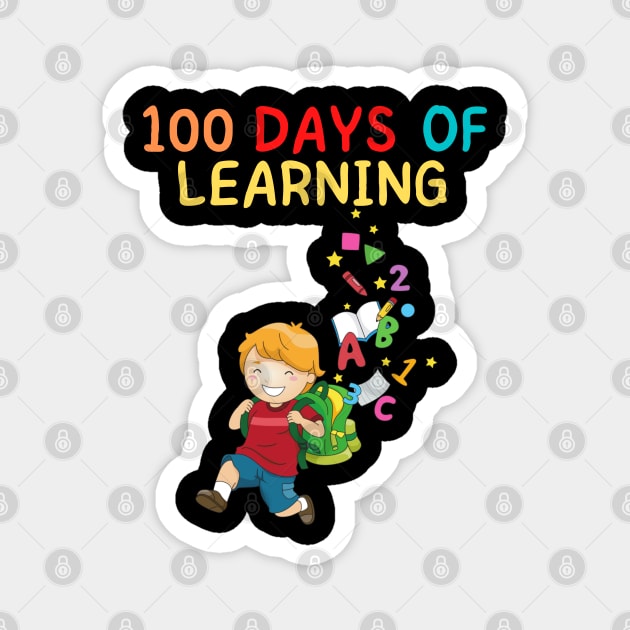 100 DAYS OF LEARNING Handsome Kawaii School Boy Fun Student Magnet by CoolFactorMerch