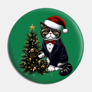 Exotic Shorthair Cat Christmas Pin