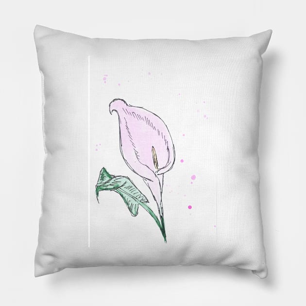 Calla flower. Watercolor, art decoration, sketch. Illustration hand drawn modern Pillow by grafinya