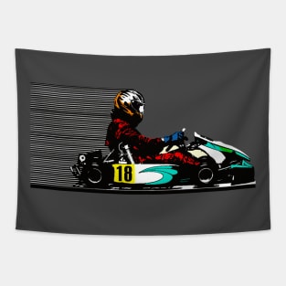 Go Kart Racer in Motion Tapestry