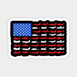 Pilot Airplane American Flag Magnet