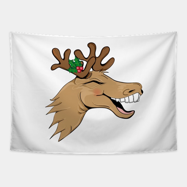 A laughing elk Tapestry by Kisho