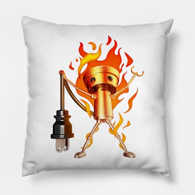 Chibi-Robo on Fire Pillow by muchuchubacca