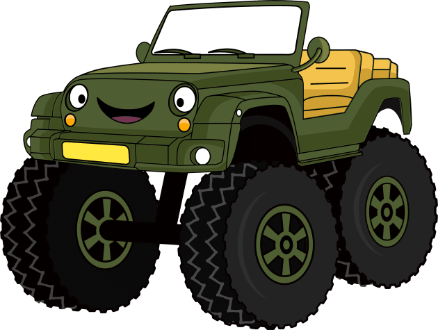 Green monster truck cartoon illustration Kids T-Shirt by Cartoons of fun