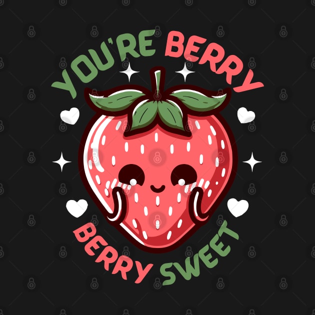 You are Berry Berry Sweet | Cute Kawaii strawberry illustration | Berry Puns by Nora Liak