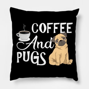 Coffee and pugs Pillow