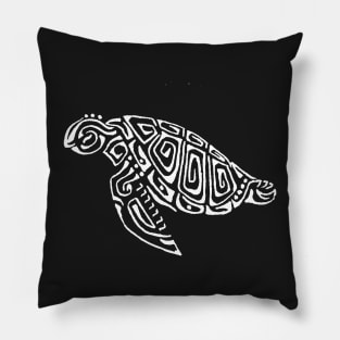 White Turtle Tattoo Style Plum-Purple Background Pillow