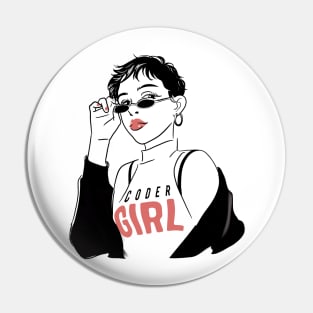 IT Shirt Coder Girl Pin