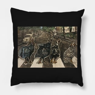 Turkeys crossing Abbey Rd Pillow