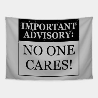 Funny No One Cares Important Advisory Sarcastic Meme Tapestry