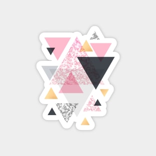 Multi Triangle - Rose Gold and Marble Magnet