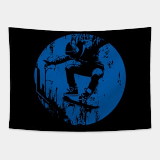 Grunge Urban Skateboarder Graffiti Style - Blue Tapestry