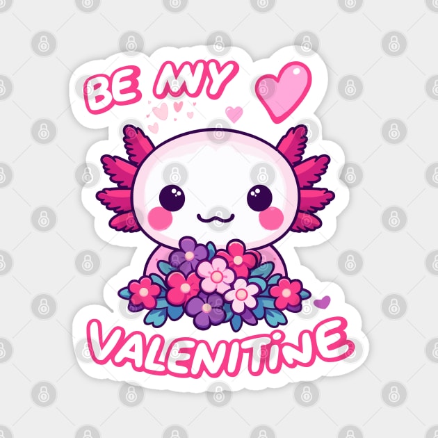 Axolotl Valentine - Be My Valentine Magnet by JessArty