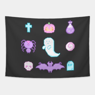 Pixelated Halloween (pastel) Tapestry