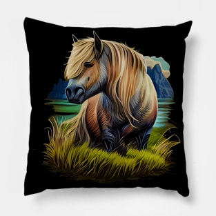 Colorful Fjord Horse Artwork 8 Pillow