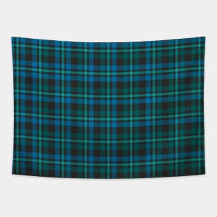 Tartan - Blue and Turquoise on a dark background Tapestry