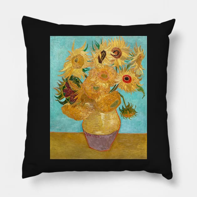 Vase with Twelve Sunflowers by van Gogh Pillow by MurellosArt