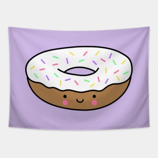 Kawaii Donut with Rainbow Sprinkles (Vanilla) Tapestry