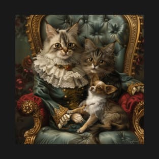 Victorian Pussy with Pets T-Shirt