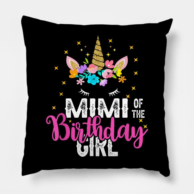 Mimi Of The Birthday Girl Floral Unicorn Birthday Pillow by Ripke Jesus