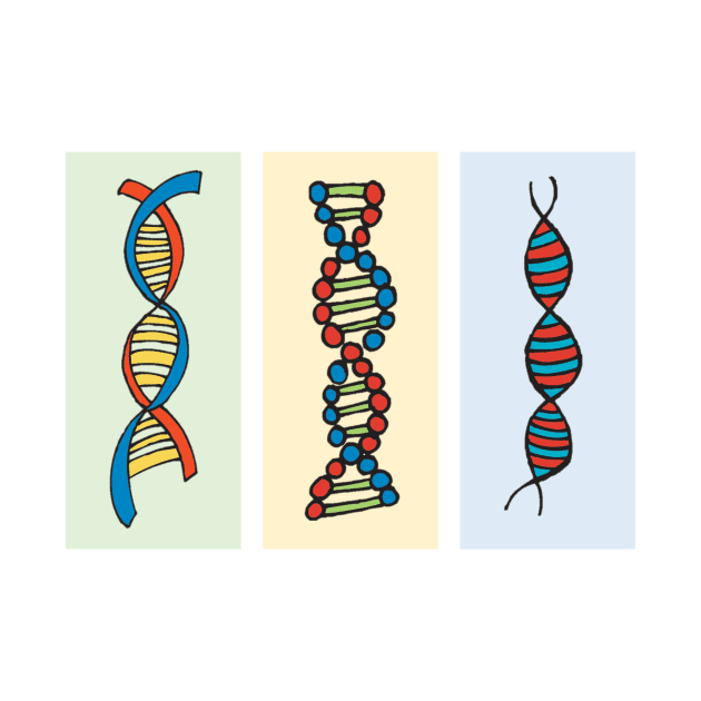 DNA Double Helix - Triple - Genetics by MoPaws