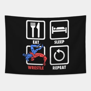 Eat Sleep Wrestle Repeat Wrestling shirt gift MMA Tapestry