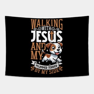 Jesus and dog - Plummer Terrier Tapestry