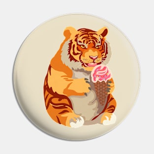 Chubby Tigers Love Parties and Icecream Pin